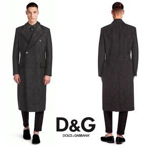 Dolce & Gabbana Flower Jacquard Black Size 48 Men’s Notch Lapel Trench Coat